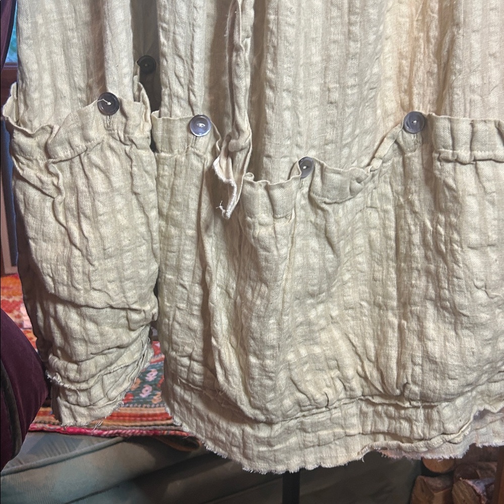 Magnolia Pearl vintage 100% linen stripe skirt CA #11 - Picture 3 of 6